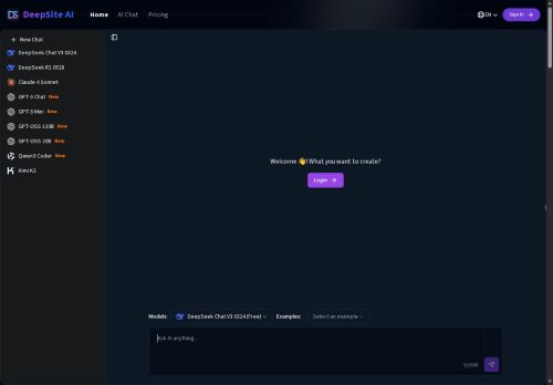 DeepSite AI - Free AI tools